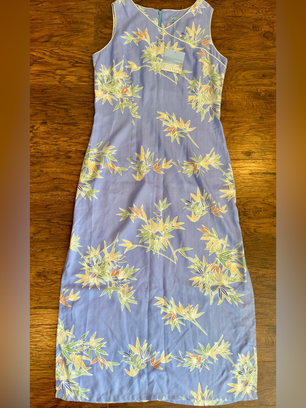 Sleeveless Lavender Floral Maxi Dress 100% Silk